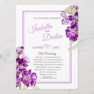 Stock flowers purple watercolor art wedding  programme