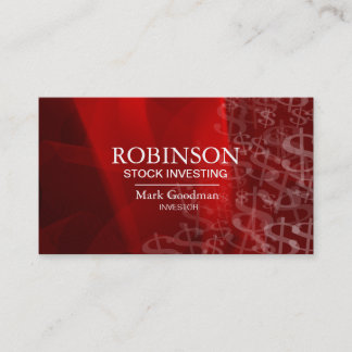 Stock Invest Business Card Red White Dollar Signs