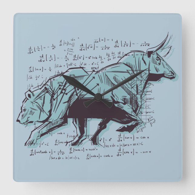 Stock Market Analysis Finance Square Wall Clock (Front)