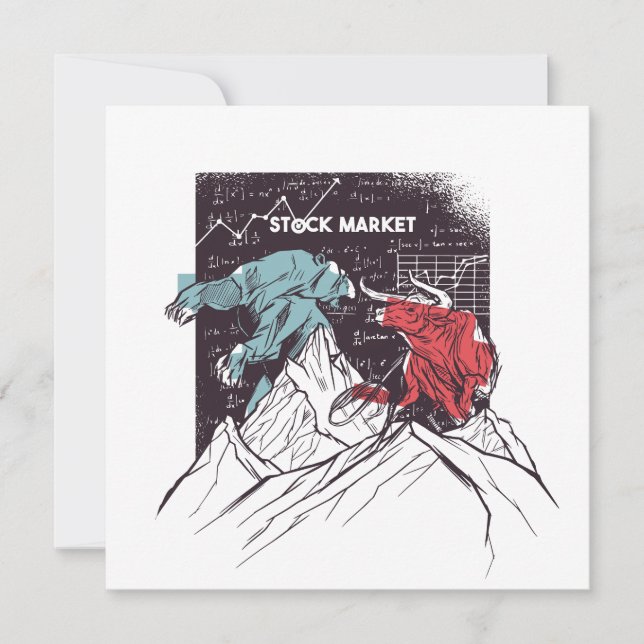 Stock Market Bull and Bear Greeting Card (Front)
