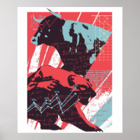 Stock Market Bull Bear Poster