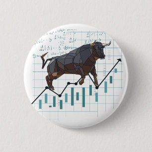 Stock Market Bullish Trend 6 Cm Round Badge
