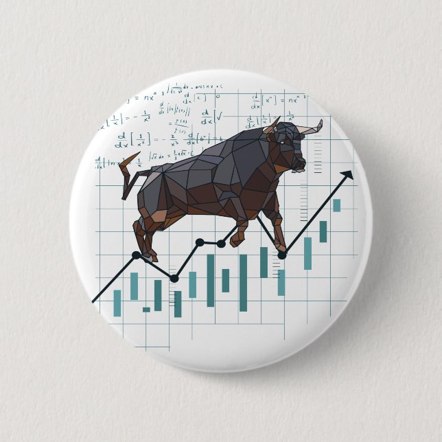 Stock Market Bullish Trend 6 Cm Round Badge (Front)