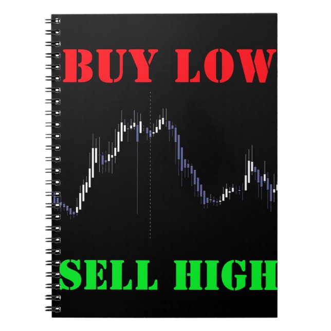 Stock Market Candlestick Chart Buy Low Sell High Notebook (Front)