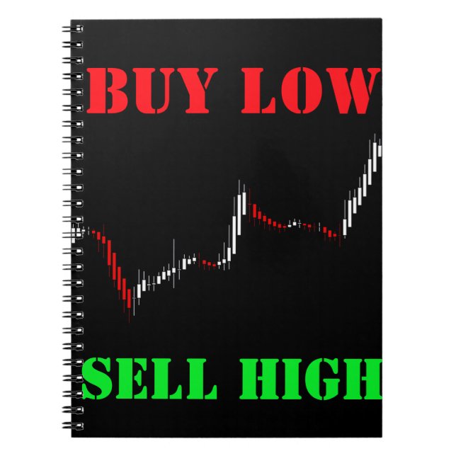 Stock Market Candlestick Chart Buy Low Sell High Notebook (Front)