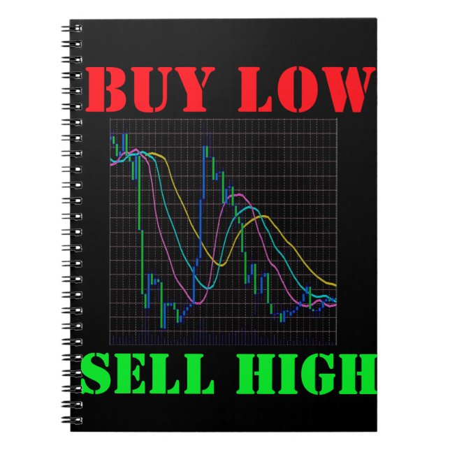 Stock Market Candlestick Chart Buy Low Sell High Notebook (Front)