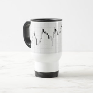 Stock Market Financial Chart Black and White Travel Mug