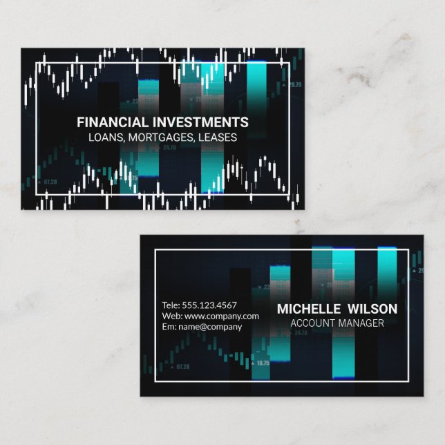 Stock Market Graph Candlesticks | Finance Business Card (Front/Back)