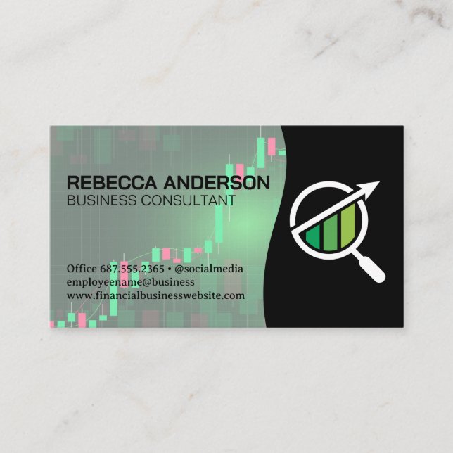 Stock Market Graph | Financial Logo Business Card (Front)