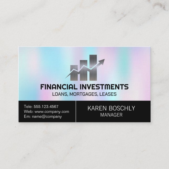 Stock Market Graph | Financial Logo Business Card (Front)