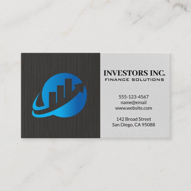 Stock Market Graph Logo | Financial  Business Card (Front)