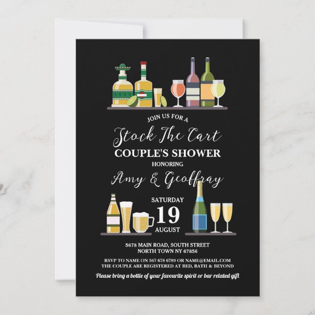 Stock The Bar Cart Party Engagement Couple Shower Invitation (Front)