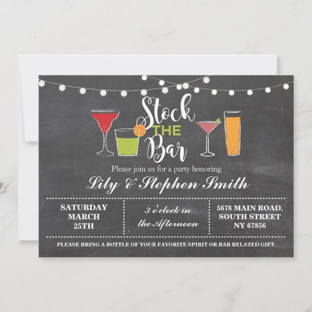 Stock The Bar Chalk Engagement Shower Invitation (Front)