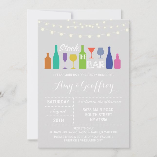 Stock The Bar Chalk Gray Engagement Invitation (Front)