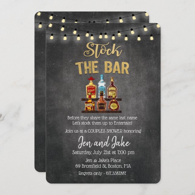 Stock the Bar Couples Coed Shower Invitation (Front/Back)