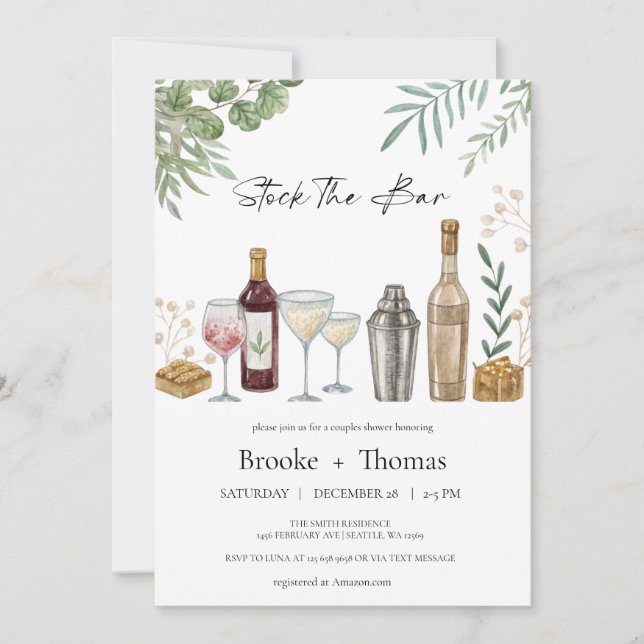 Stock the Bar Couple's Shower Invitation (Front)