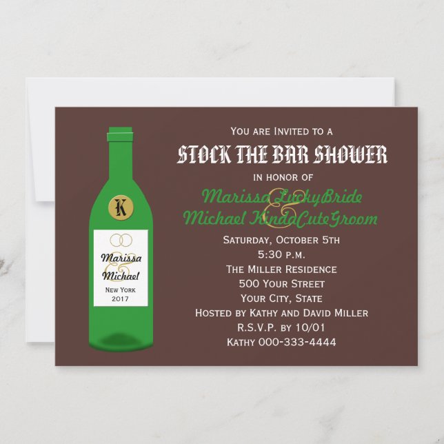 Stock the Bar Couples Shower Invitation - Brown (Front)