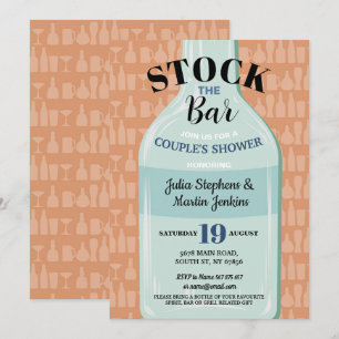 Stock The Bar Couple's Shower Mint Bottle Modern Invitation