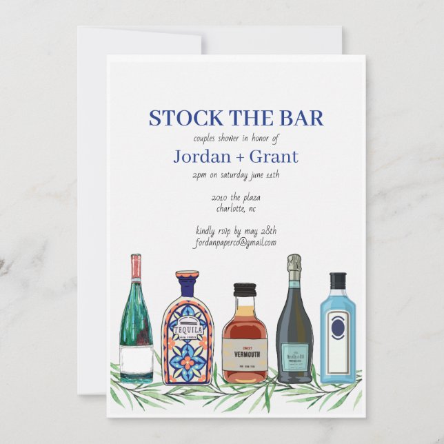 Stock The Bar Couples Wedding Shower Invitation (Front)
