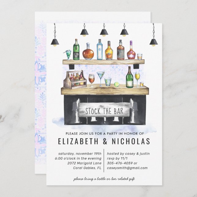 Stock the Bar | Couples Wedding Shower Invitation (Front/Back)