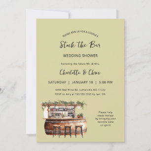 Stock the bar couples wedding shower invitation