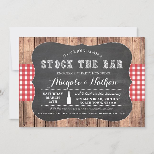 Stock The Bar Rustic Red Couples Shower Invitation (Front)