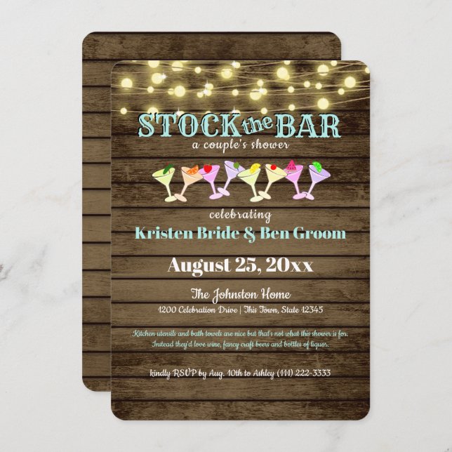 Stock the Bar Shower Invitation (Front/Back)