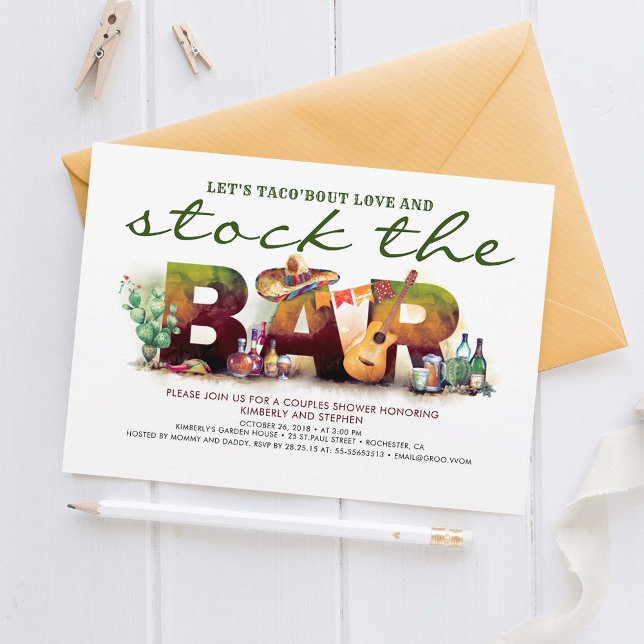 Stock the Bar Taco Fiesta Party Invitations (Stock The Bar Mexican Style Party Invitations)