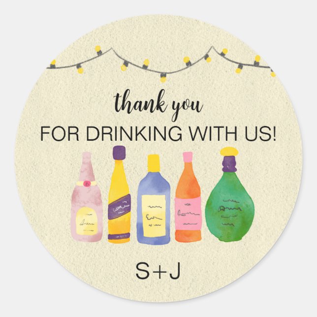 Stock the Bar thank you for drinking with us Classic Round Sticker (Front)