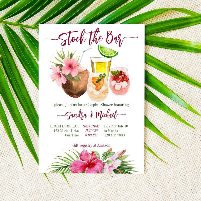 Stock the bar tropical summer couples shower invitation (Creator Uploaded)