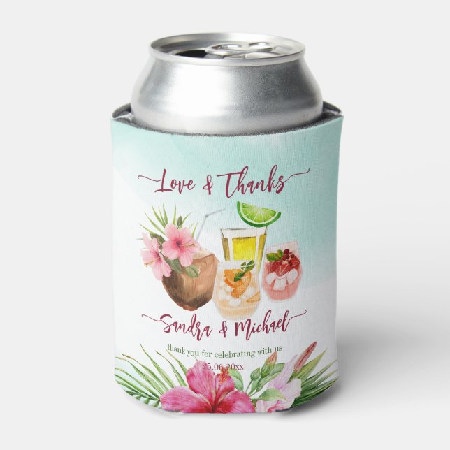 Stock the bar tropical summer couples thank you can cooler (Can Front)