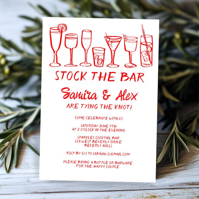 Stock the Bar Whimsical Cocktail Drinks Engagement Invitation (Stock the Bar Whimsical Cocktail Drinks Engagement Invitation
)