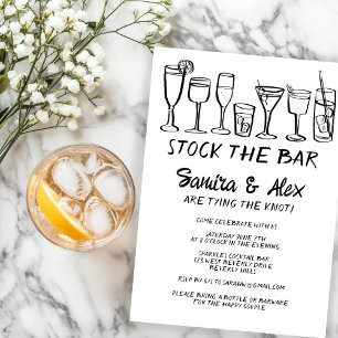Stock the Bar Whimsical Cocktail Drinks Engagement Invitation