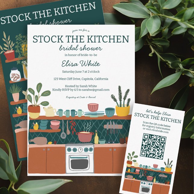 STOCK THE KITCHEN Bridal Shower Cute CUSTOM Invitation (STOCK THE KITCHEN Bridal Shower Cute CUSTOM Invitation Collection)