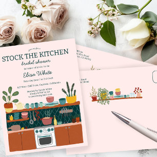 STOCK THE KITCHEN Bridal Shower Cute CUSTOM Invitation Postcard