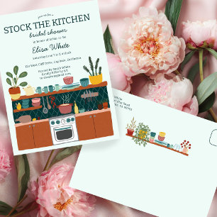 STOCK THE KITCHEN Bridal Shower Cute CUSTOM Invitation Postcard