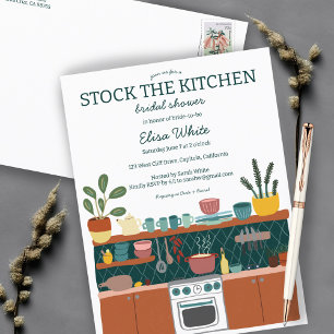 STOCK THE KITCHEN Bridal Shower Cute CUSTOM Invitation Postcard