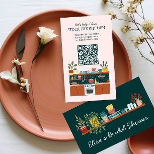 STOCK THE KITCHEN Bridal Shower Cute CUSTOM QR  Enclosure Card
