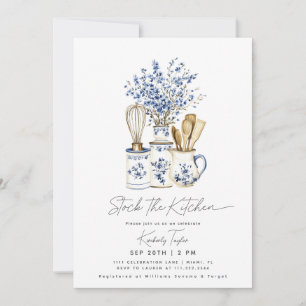 Stock The Kitchen Chinoiserie Blue Bridal Shower Invitation
