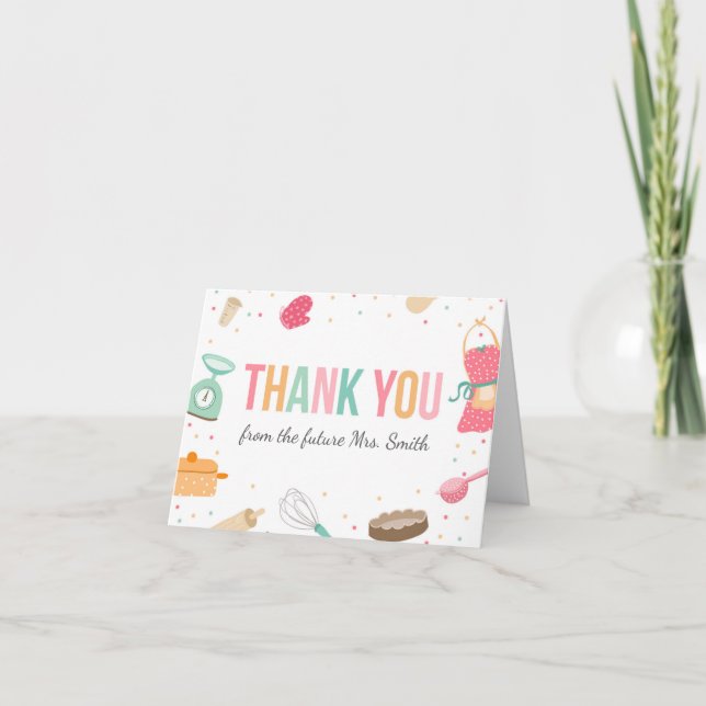 Stock The Kitchen Mrs Bridal Shower Thank You Card (Front)
