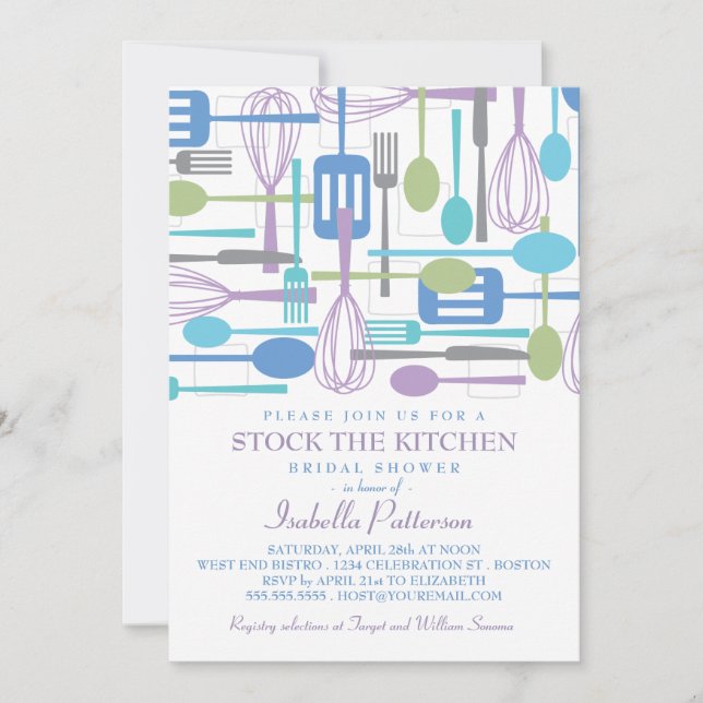 Stock the Kitchen Retro Style Bridal Shower Invitation (Front)