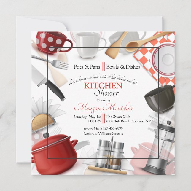 Stock the Kitchen Square Bridal Shower Invitation (Front)