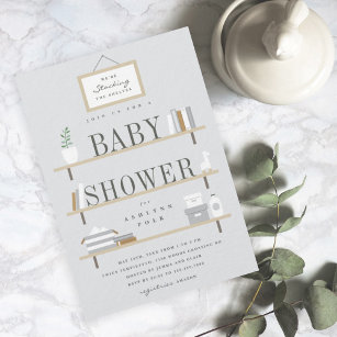 Stock the shelves modern baby shower invitation
