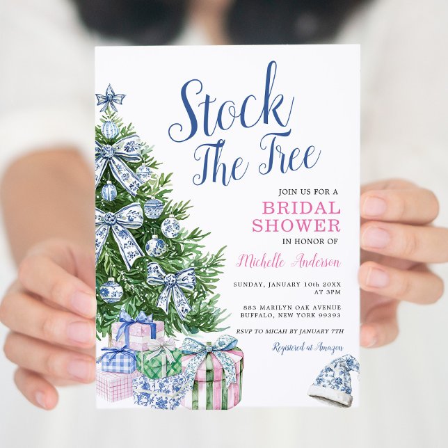 Stock The Tree Christmas Chinoiserie Bridal Shower Invitation (Creator Uploaded)