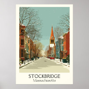 Stockbridge MA Vintage Main Street Fall Art Poster