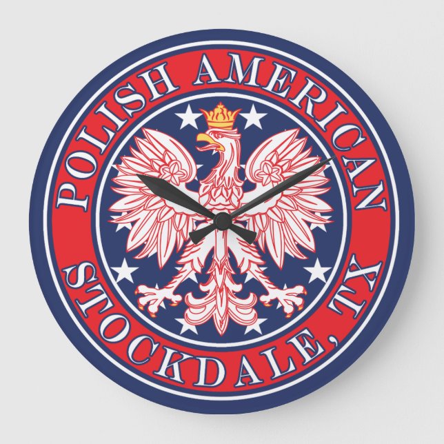 Stockdale Texas Polish American Eagle Large Clock (Front)