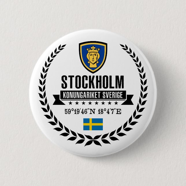 Stockholm 6 Cm Round Badge (Front)