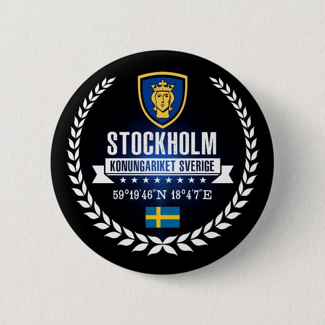 Stockholm 6 Cm Round Badge (Front)
