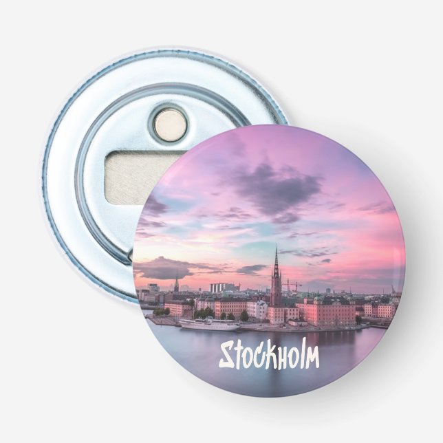 Stockholm Capital of Sweden Night Skyline Bottle Opener (Front)