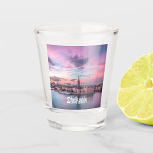 Stockholm Capital of Sweden Night Skyline Shot Glass